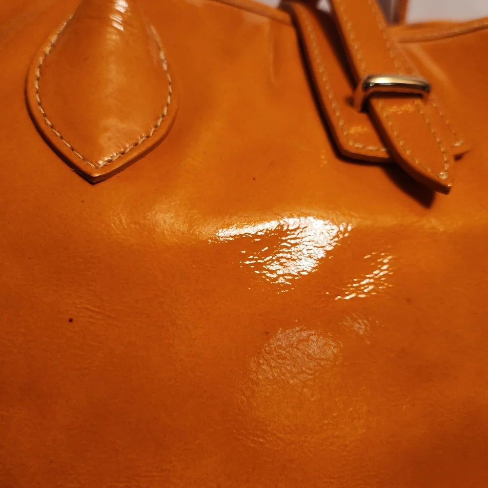 Dooney and Bourke Mustard Yellow Large Patent Leather Cindy Tote - Picture 8 of 16
